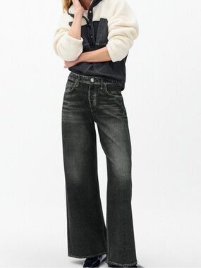 Rag & Bone Miramar Terry Andi Wide Women's 28 Sweatpant Jean Faded Black NWT